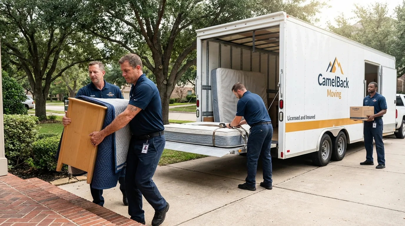 Crew loading residential truck for cross-state move from Pataskala, OH