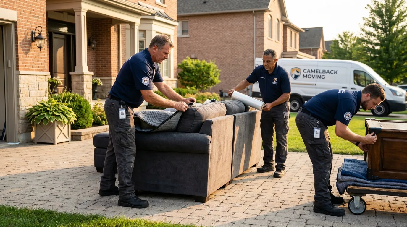 Large estate moving crew wrapping furniture in Pataskala, OH